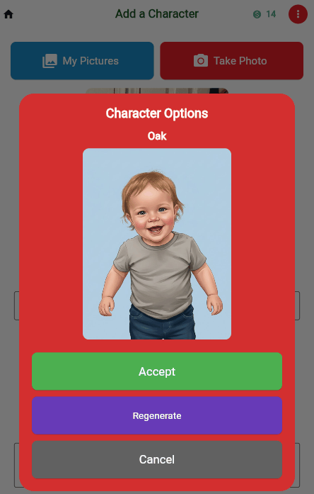 Preview Your Character — StoryFunTime app screen