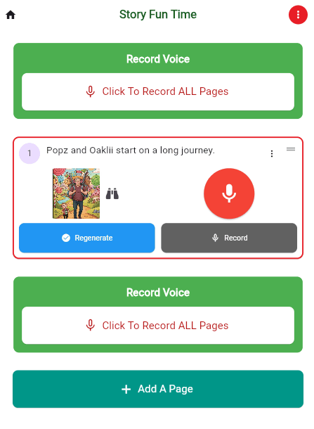 Record It in Your Own Voice — StoryFunTime app screen